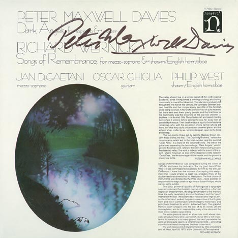 This is the autograph page of Peter Maxwell Davies.