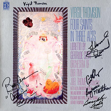 This the autograph page of Virgil Thomson.